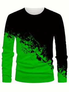 Camiseta Deportiva de Punto para Hombre, Estilo Casual, Cuello Redondo, Manga Larga, Transpirable, con Estampado Digital 3D, Estilo Urbano, para Primavera y Otoño - Product Image 1