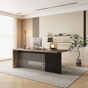 Bureau d'ordinateur exécutif en acier inoxydable, poste de travail moderne pour la maison et le bureau - Product Image 2