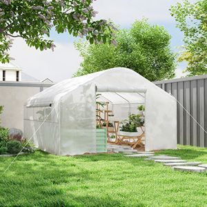 Serra a tunnel 13FT X 10FT X 6.5FT ecologica con telaio in acciaio zincato potenziato e ampie finestre bianche - Product Image 2