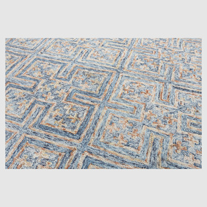Tapis en laine tufté à la main, motif clé grecque vieilli, motif mosaïque géométrique, multicolore, écologique, antidérapant - Product Image 4
