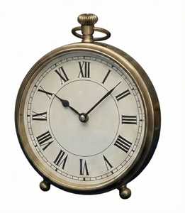 Horloge de bureau circulaire élégante et traditionnelle, mouvement à quartz, sonnerie horaire, affichage à aiguilles, en métal - Product Image 4