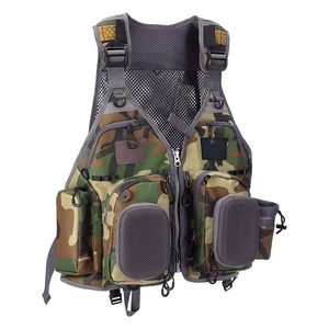 เสื้อกั๊กตกปลาระบายอากาศได้ดีมีกระเป๋าดีไซน์ลายพรางโลโก้ OEM และ ODM - Product Image 2