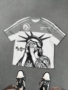 Camiseta de jersey transpirable con servicio OEM, corte holgado, estampada, con serigrafía, para hombre, 100% algodón, ecológica, de alta calidad. - Product Image 4