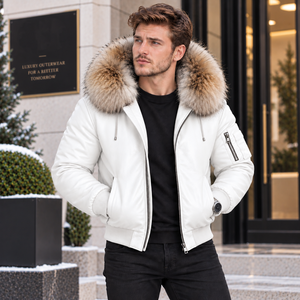 Genuine Leather <b>Bomber</b> <b>Jacket</b> with Fur Trim Hood |Giacca <b>Bomber</b> Ingrosso | Chaqueta Mayorista | Blouson Mode | Mode Lederjacke - Product Image 3