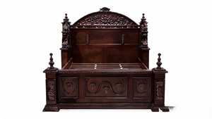 Cama Victoriana de Plataforma de Madera de Caoba Maciza Tallada a Mano, Color Marrón, Muebles para Dormitorio, Gran Oferta - Product Image 5