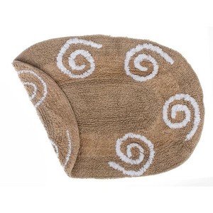 Tapis de bain ovale en coton avec motif en spirale blanche, design tufté, dos antidérapant, style moderne, usage domestique - Product Image 2