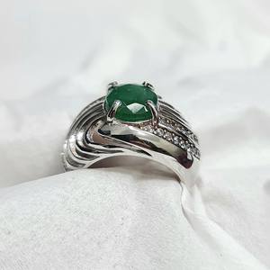 Anillo de Plata 925 con Esmeralda Zambiana y Beryl para Hombre, Gema Verde Natural, Joyería de Plata de Ley Hecha a Mano, Regalo de Lujo - Product Image 3