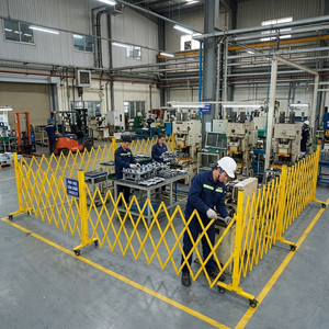 Barrière de sécurité rétractable de 5 m pour allée, clôture en acier portable, bloqueur d'allée, barrière de sécurité commerciale Liphoco jaune ISO - Product Image 1