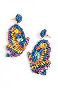 Boucles d'oreilles pendantes géométriques exagérées en perles de riz tissées à la main, bijoux d'oreille à pampilles pour filles, origine Inde - Product Image 5