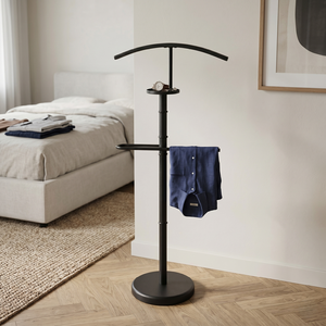 Modern Freestanding Valet <b>Stand</b> Metal Powder coated Finish Garment <b>Rack</b> for bedroom living room office - Product Image 1