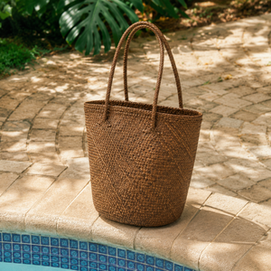 Bolso de Mano de Paja Ecológico de Color Sólido, Estilo Bohemio, con Cierre Abierto, para la Playa, Compras Diarias, Viajes, para Mujer - Product Image 4