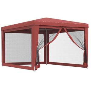 Tenda Rossa 9.8'x13.1' in HDPE per Matrimoni e Feste con 4 Pareti Laterali in Rete - Product Image 2