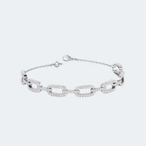 Bracelet chaîne à maillons en or massif avec diamants de laboratoire ronds pavés 1,50 carat (CTW), couleur DEF, pureté VVS2, taille brillant, bijou éthique et élégant - Product Image 4