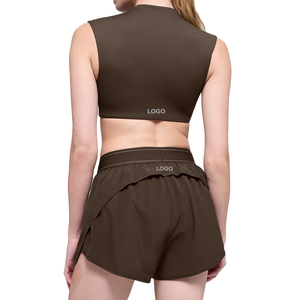Women <b>Compression</b> Top Tennis Shorts Set Women 2 piece set Nylon Spandex Activewear Stretch Woven Sport set Custom OEM Factory - Product Image 2