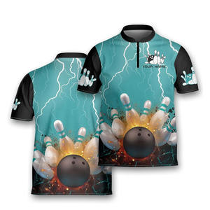 Maillots de bowling personnalisés respirants imprimés par sublimation, grandes tailles, couleur personnalisée, service OEM, nouveau design en stock, 100% polyester - Product Image 1