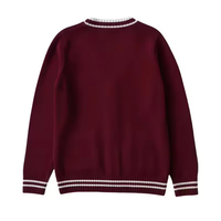 High School Children's Uniform Unisex Canvas Cardigan Sweater Soft V-Neck Knitted Jacket Anti-pilling 100% Cotton Customizable