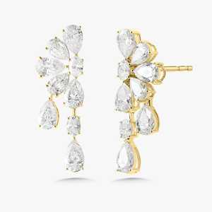 Custom 14K Solid Gold Pear Oval Lab Grown Diamond Drop <b>Earring</b> Prong Set Push Back Luxury Wedding Statement Dangles Manufacturer - Product Image 1