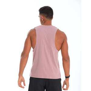Nueva llegada: Camisetas sin mangas de algodón de color rosa sólido para hombre, transpirables, de gran venta, para gimnasio, entrenamiento, correr y deportes. - Product Image 3