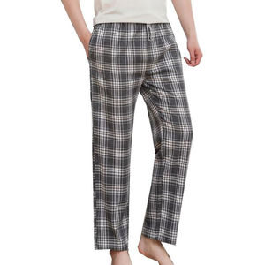 Pantalon de pyjama en flanelle à carreaux pour homme, avec logo personnalisé imprimé, pantalon de nuit à cordon de serrage pour homme / pantalon de détente en flanelle - Product Image 4