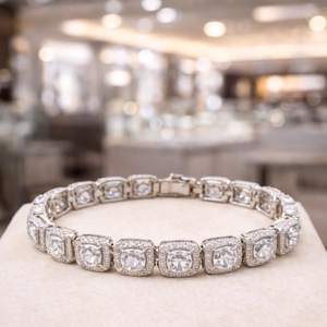 Bracelet tennis de luxe en or 10 carats avec diamants de laboratoire taille coussin de qualité supérieure 5-6 carats, serti, haut de gamme, pour soirée, cadeau, bijoux - Product Image 5