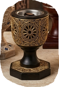 Support décoratif en bois sculpté pour encens et bougies, porte-bougie ornemental pour aromathérapie, décoration intérieure, Bakhoor fait main, personnalisable - Product Image 3