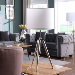 Lámpara de Mesa Trípode Ajustable de Estilo Moderno de Mediados de Siglo, 34.25'' 29.25'', Cromo/Plateado, Iluminación Cómoda para Lectura - Product Image 3