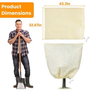 Set di 3 Coperture Protettive Invernali per Piante, 83x110cm, in Tessuto Non Tessuto con Cordoncino, Riutilizzabili, Protezione dal Gelo per Giardino - Product Image 6