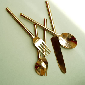 Cuchara de Latón Clásica con Mango Corto, Cuchara para Cena, Cubertería Nueva de Lujo, Juego de Cubertería Dorada, Cuchara de Alta Calidad - Product Image 1