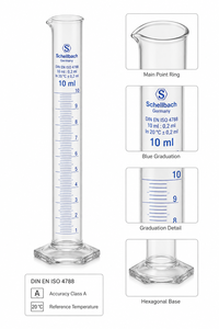 10mL Class A Borosilicate <b>Measuring</b> Cylinder with Stable Hexagonal <b>Foot</b> & Precision Graduation Marking - Product Image 6