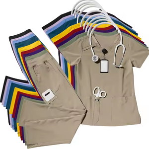 OEM Unisex Denim Short Sleeve <b>Scrub</b> <b>Sets</b> with Custom Logo High-quality Cotton Blends Needle Detection for Hospital Use - Product Image 1