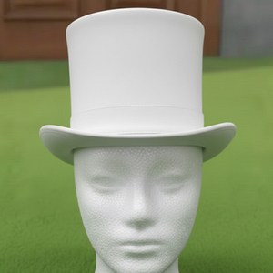 Sombrero de copa de cuero blanco hecho a mano de primera calidad, estilo clásico steampunk, para disfraz, boda o fiesta gótica. - Product Image 4