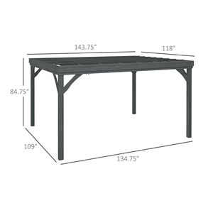 Pergola in Legno da Esterno 3x3,6m con Struttura Stabile, Ancoraggi in Cemento e Telaio Rivestito Grigio per Patio, Giardino e Ponte - Product Image 3
