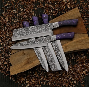 Etched Damascus Steel Kitchen <b>Knife</b> <b>Set</b> 5 Pieces Resin Handle Eco-Friendly Handmade Satin Finish Chef <b>Knife</b> Ornamental - Product Image 4