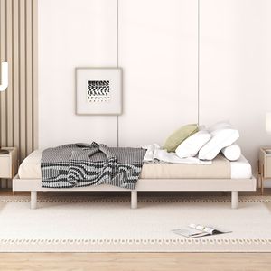 Letto a piattaforma moderno matrimoniale flottante, colore bianco lavato, design elegante - Product Image 4