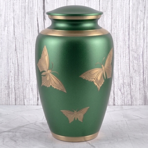 Urna Funeraria de Latón con Mariposas Azules y Doradas, Superficie Mate, para Cenizas Humanas, Recuerdo Funerario y Entierro - Product Image 6