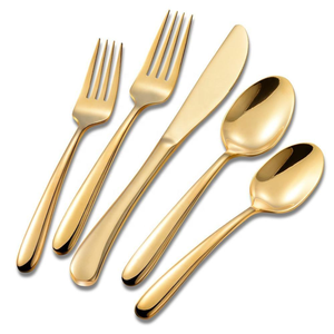 Juego de cubiertos de acero inoxidable dorado, cubiertos de acero inoxidable chapados en oro, otros suministros para hoteles y restaurantes, acero espejado - Product Image 4