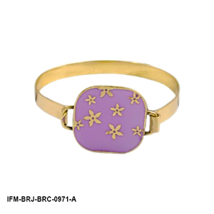 Brazalete de Latón Esmaltado Lila Hecho a Mano para Mujer con Grabado Floral, Joyería Artesanal de Alta Gama, Regalo de Moda - Product Image 6