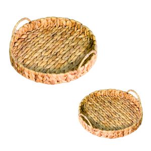 Handcrafted WATER HYACINTH TRAY FRUIT STORAGE BASKET with Handles OEM ODM Handmade Tray - Product Image 1