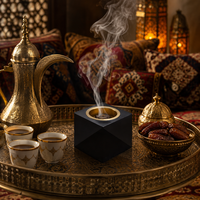 Brûleur à Bakhoor en bois authentique en forme de diamant |   Brûleur d'encens Oud arabe décoratif, porte-parfum d'intérieur pour cadeau de Ramadan et de l'Aïd