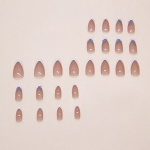 <span class=keywords><strong>Faux</strong></span> Ongles Amovibles en Gros, Style Français <span class=keywords><strong>Blanc</strong></span> Doux, Motif Petite Fleur <span class=keywords><strong>Jasmin</strong></span> Bleu, 24 Pièces à Coller - Product Image 3