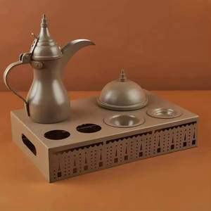 Luxury Metallic Bronze Arabic Coffee <b>Set</b> Traditional Dallah <b>Pot</b> Tray Date Bowl Middle East Hospitality <b>Tea</b> Service Wholesale - Product Image 1