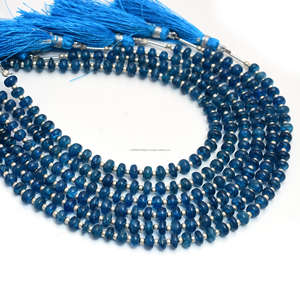 Vente en gros de rondelle lisse en apatite bleue naturelle de 8 pouces de 5x5 à 7.5x7.5mm brin de pierres précieuses utilisé dans la fabrication de colliers de bijoux - Product Image 1