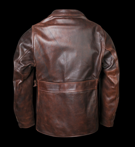 Chaqueta de Cuero Estilo Vintage para Hombre de Alta Calidad, Color Marrón, Cuello Camisero, Cierre de Cremallera, Diseño Workwear, Corte Regular, para Otoño - Product Image 5
