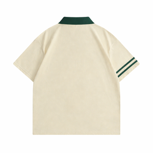 Camiseta Personalizada de Algodón Orgánico a Rayas, 220 GSM, Manga Corta, Tejido Transpirable, Cuello Solapa, Servicio OEM, Lista para Usar - Product Image 2