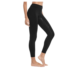 <b>Women</b> High Waist Full Length Knitted Leggings Breathable Sweat Wicking Four Way Stretch Solid <b>Black</b> <b>Pants</b> - Product Image 5
