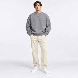 Sweat-shirt épais pour homme, col rond, manches longues, en molleton bouclé, coupe courte, style streetwear, pour l'hiver, OEM ODM, faible MOQ, commande en gros - Product Image 5
