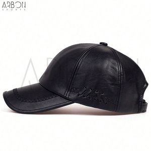Casquettes en cuir PU de haute qualité, décontractées, classiques, noires, pour le sport, avec surpiqûres décoratives, pour hommes et femmes, style streetwear élégant. - Product Image 4