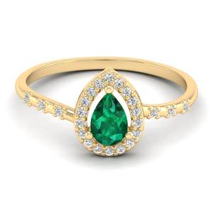 Bague Halo en Or Massif 14K avec Moissanite VVS pour Femme, Coupe Poire, 0,5 Carat, Pierre Précieuse Émeraude – Prix d'Usine REYES en Gros - Product Image 6