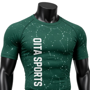 Dark Green White <b>Men</b> Compression <b>Shirt</b> and Shorts Set Breathable Quick Dry Stretch Fitness Gym Training Running Workout Athletic - Product Image 3