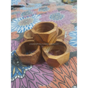 Modern Geometric Napkin Rings (<b>Set</b> of <b>6</b>) Elegant Wooden Table Decor <b>for</b> Weddings Parties and Holiday <b>Dinners</b> Minimalist Style - Product Image 3